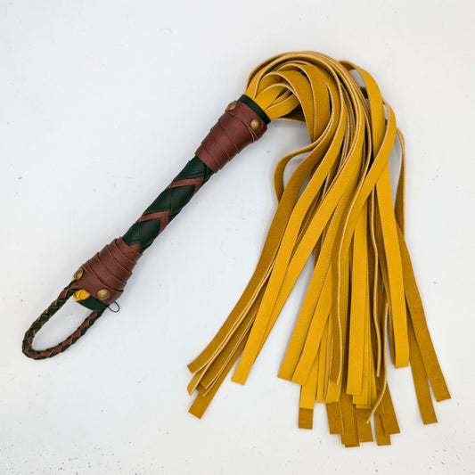 READY TO SHIP! Buckskin Leather Flogger – Lil' Guy – FLBKGLD112124